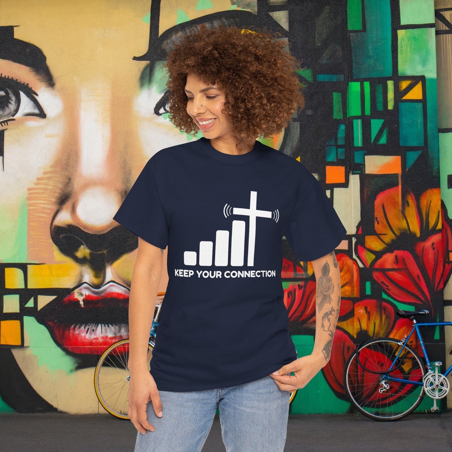 Keep your Connection White Letters - Unisex Heavy Cotton Tee
