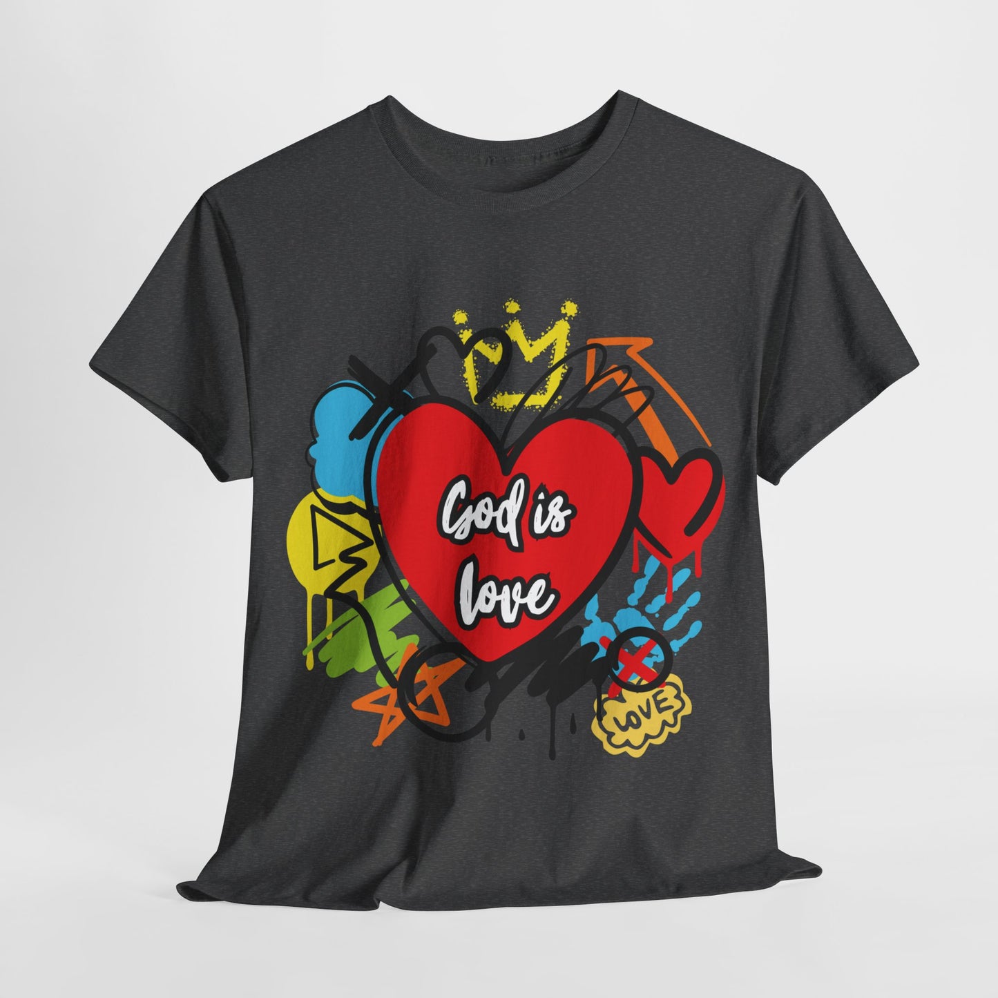 God is Love Grafitti - Unisex Heavy Cotton Tee