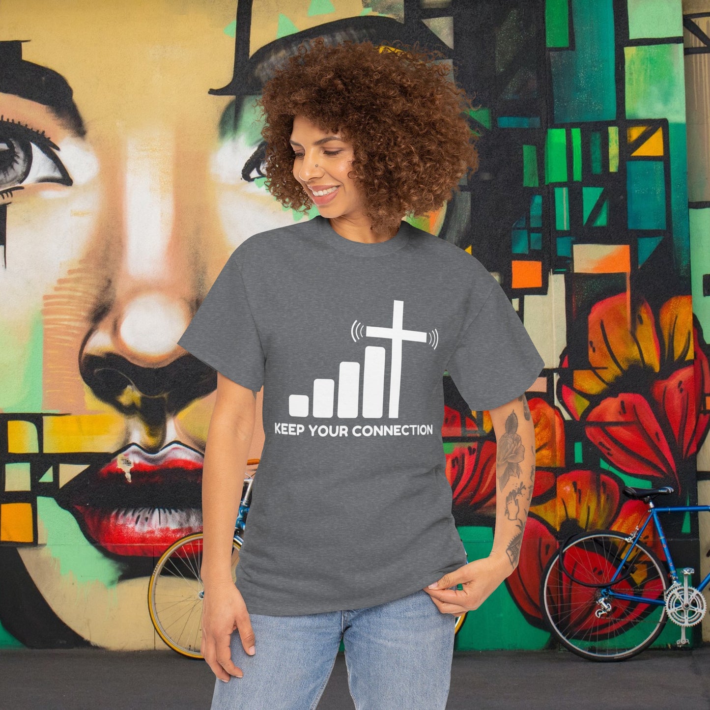 Keep your Connection White Letters - Unisex Heavy Cotton Tee