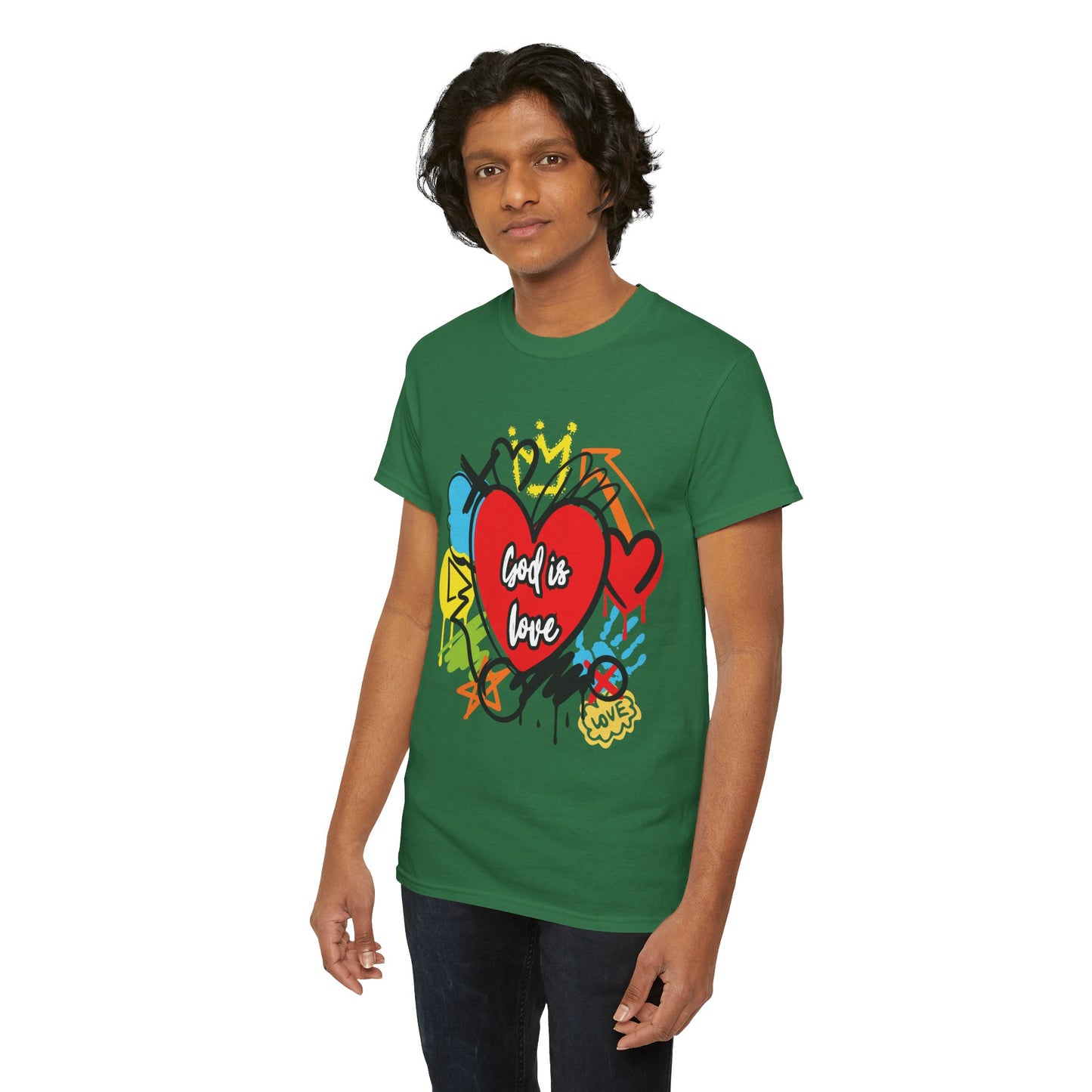 God is Love Grafitti - Unisex Heavy Cotton Tee