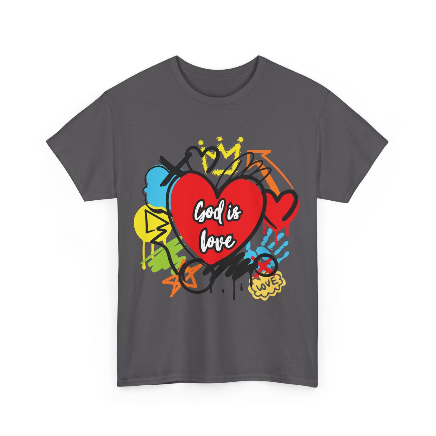 God is Love Grafitti - Unisex Heavy Cotton Tee