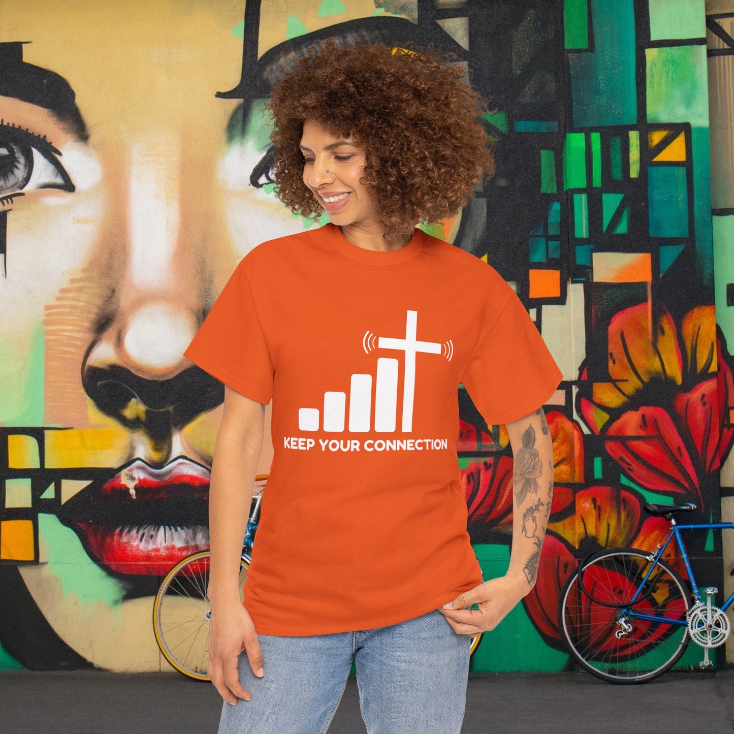 Keep your Connection White Letters - Unisex Heavy Cotton Tee