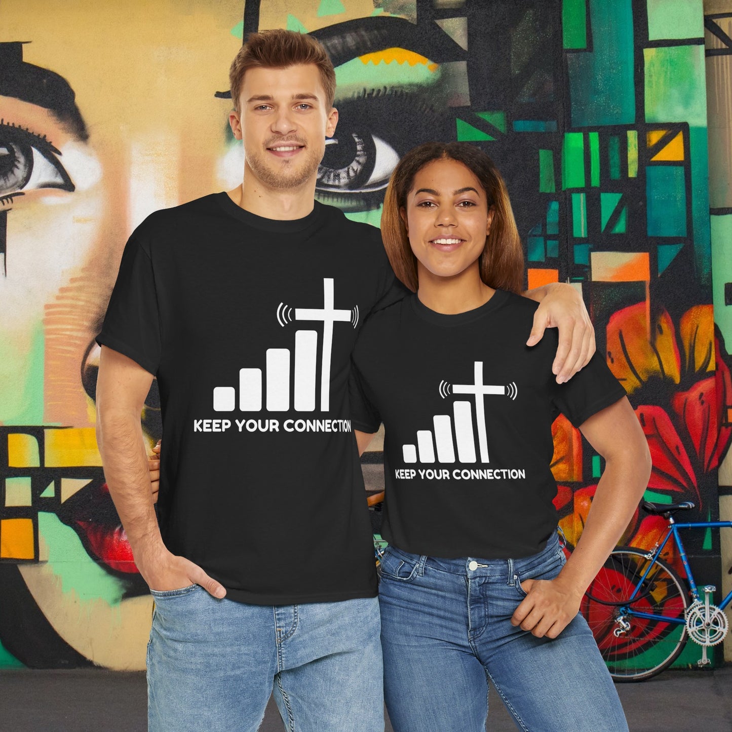 Keep your Connection White Letters - Unisex Heavy Cotton Tee