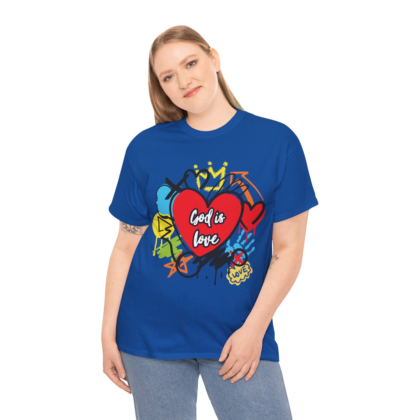 God is Love Grafitti - Unisex Heavy Cotton Tee