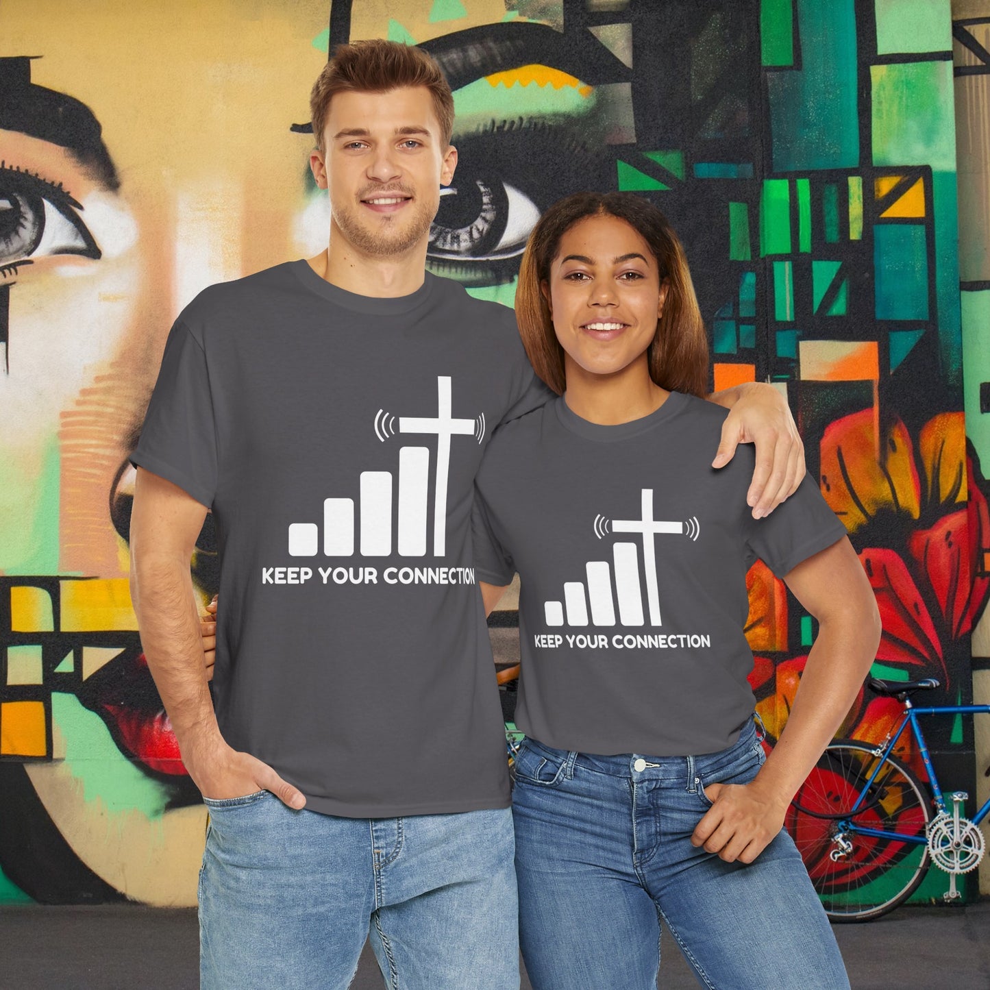 Keep your Connection White Letters - Unisex Heavy Cotton Tee