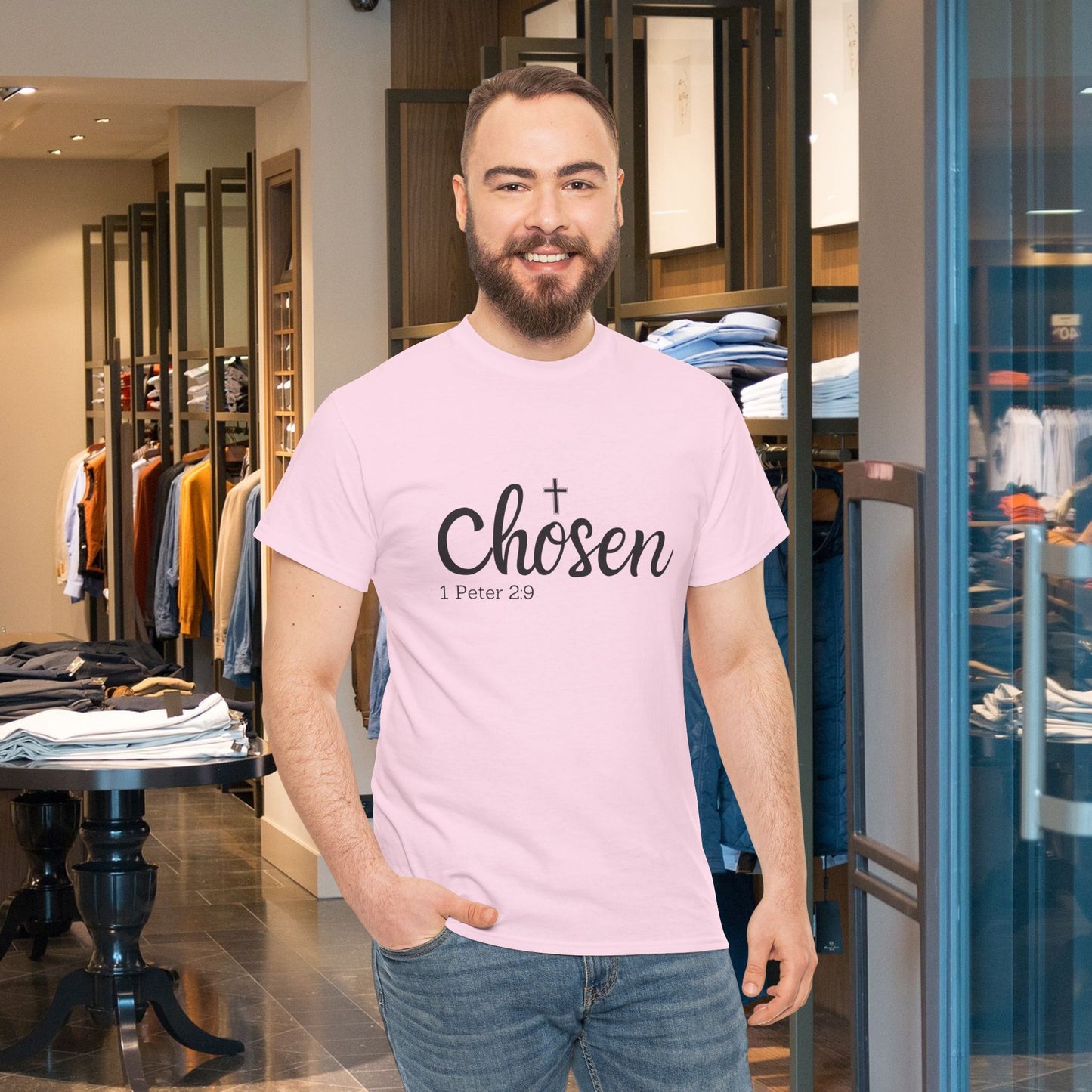 Religious Tee with 'Chosen by God' Quote